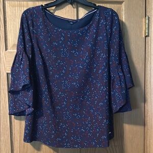 Tommy Hilfiger Blue Ruffled Boxy Blouse